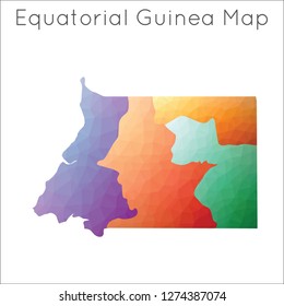Low poly map of Equatorial Guinea. Equatorial Guinea geometric polygonal, mosaic style map.