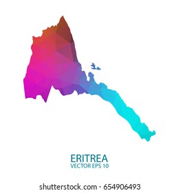Low poly map of Eritrea. Colorful Polygonal shape on black background - vector illustration eps 10.