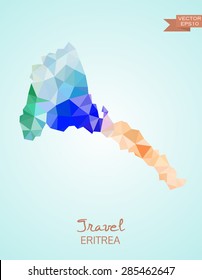 Low Poly map of Eritrea isolated on background. Vector version