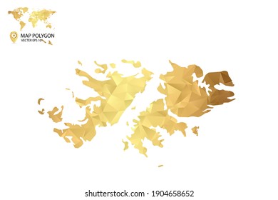 Low-Poly-Karte der Falklandinseln. Goldpolygon. Vektorgrafik eps10.