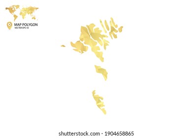 Low poly map of Faroe Islands. Gold Polygon. Vector illustration eps 10.