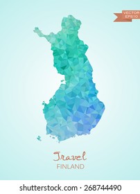 Low Poly Map of Finland isolated. Vector version