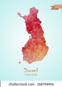 Low Poly Map of Finland isolated. Vector version