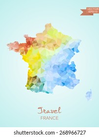 Low Poly Map of France isolated. Vector version