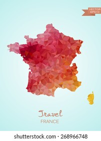 Low Poly Map of France isolated. Vector version