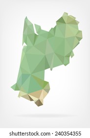 Low Poly map of french region Aquitaine