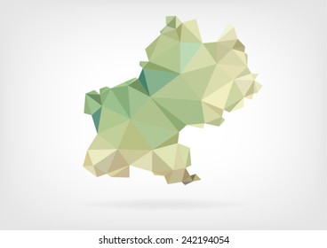 Low Poly map of french region Midi Pyrenees