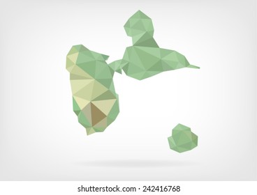 Low Poly map of french region Guadeloupe
