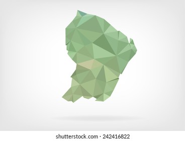 Low Poly map of french region Guyane