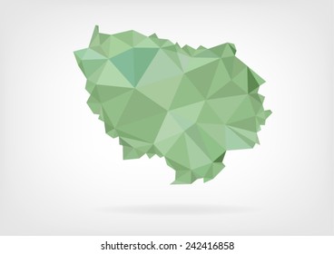 Low Poly map of french region Ile de France (Paris)