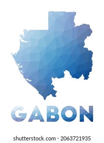 Mapa bajo de poli de Gabón. Ilustración geométrica del país. Mapa poligonal de Gabón. Tecnología, Internet, concepto de red. Ilustración vectorial.