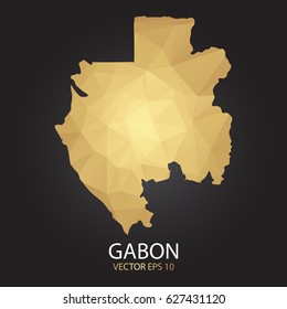 Low poly map of Gabon. Gold Polygonal shape on black background. Vector illustration eps 10.