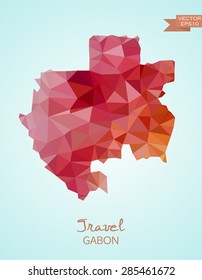 Low Poly map of Gabon isolated on background. Vector version