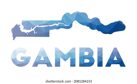 Low poly map of Gambia. Geometric illustration of the country. Gambia polygonal map. Technology, internet, network concept. Vector illustration.