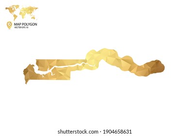 Low poly map of Gambia. Gold Polygon. Vector illustration eps 10.