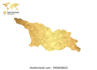 Mapa de baja polilla del país de Georgia. Polígono dorado. Ilustración vectorial eps 10.