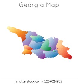 Low poly map of Georgia in a geometric, mosaic style.
