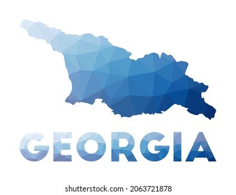 Mapa de baja polilla de Georgia. Ilustración geométrica del país. Mapa poligonal de Georgia. Tecnología, Internet, concepto de red. Ilustración vectorial.