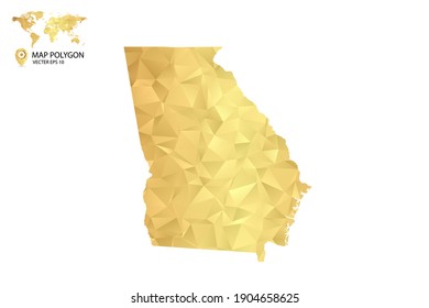 Low poly map of Georgia. Gold Polygon. Vector illustration eps 10.
