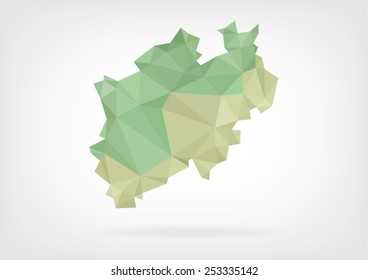 Low Poly map of german region Nordrein Westfalen
