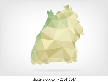 Low Poly map of german region Baden-Wurttemberg