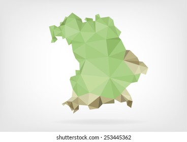 Low Poly map of german region Bavaria / Bayern