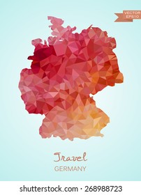 Low Poly Map of Germany isolated. Vector version