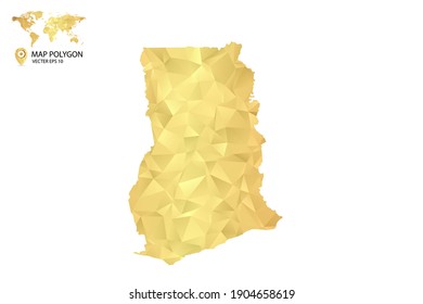 Low poly map of Ghana. Gold Polygon. Vector illustration eps 10.