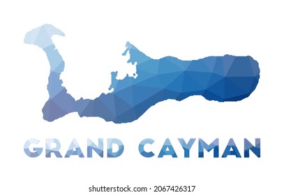 Low poly map of Grand Cayman. Geometric illustration of the island. Grand Cayman polygonal map. Technology, internet, network concept. Vector illustration.