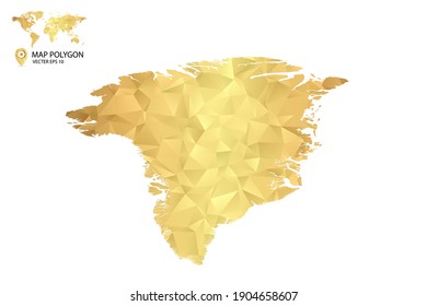 Low poly map of Greenland. Gold Polygon. Vector illustration eps 10.