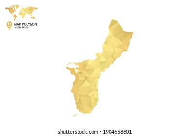 Low poly map of Guam. Gold Polygon. Vector illustration eps 10.