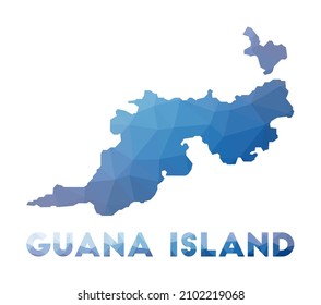Mapa bajo de poli de la isla de Guana. Mapa poligonal de la isla de Guana. Tecnología, Internet, concepto de red. Ilustración vectorial.