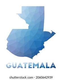 Low poly map of Guatemala. Geometric illustration of the country. Guatemala polygonal map. Technology, internet, network concept. Vector illustration.