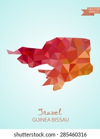 Low Poly map of Guinea Bissau isolated on background. Vector version
