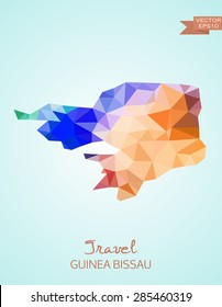 Low Poly map of Guinea Bissau isolated on background. Vector version