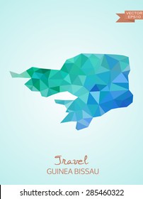Low Poly map of Guinea Bissau isolated on background. Vector version