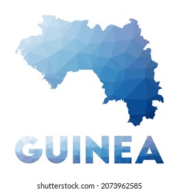 Low poly map of Guinea. Geometric illustration of the country. Guinea polygonal map. Technology, internet, network concept. Vector illustration.