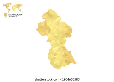 Low poly map of Guyana. Gold Polygon. Vector illustration eps 10.