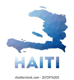 Low poly map of Haiti. Geometric illustration of the country. Haiti polygonal map. Technology, internet, network concept. Vector illustration.