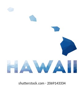 Low poly map of Hawaii. Geometric illustration of the us state. Hawaii polygonal map. Technology, internet, network concept. Vector illustration.