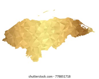 Low poly map of Honduras. Gold Polygon. Vector illustration eps 10.