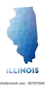 Low poly map of Illinois. Geometric illustration of the US state. Illinois polygonal map. Technology, internet, network concept. Vector illustration.