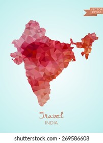 Low Poly map of India isolated. Vector version