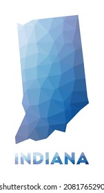Low poly map of Indiana. Geometric illustration of the US state. Indiana polygonal map. Technology, internet, network concept. Vector illustration.