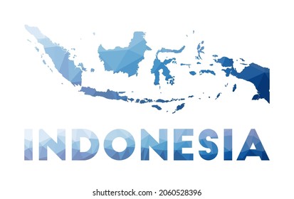 Mapa de baja polilla de Indonesia. Ilustración geométrica del país. Mapa poligonal de Indonesia. Tecnología, Internet, concepto de red. Ilustración vectorial.