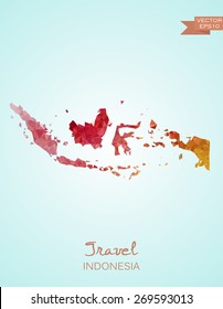 Low Poly map of Indonesia isolated. Vector version