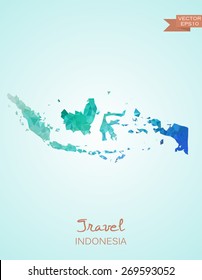 Low Poly map of Indonesia isolated. Vector version