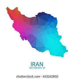 Low poly map of Iran. Colorful Polygonal shape on black background - vector illustration eps 10.