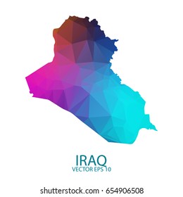 Low poly map of Iraq. Colorful Polygonal shape on white background - vector illustration eps 10.