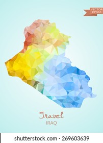 Low Poly map of Iraq isolated. Vector version